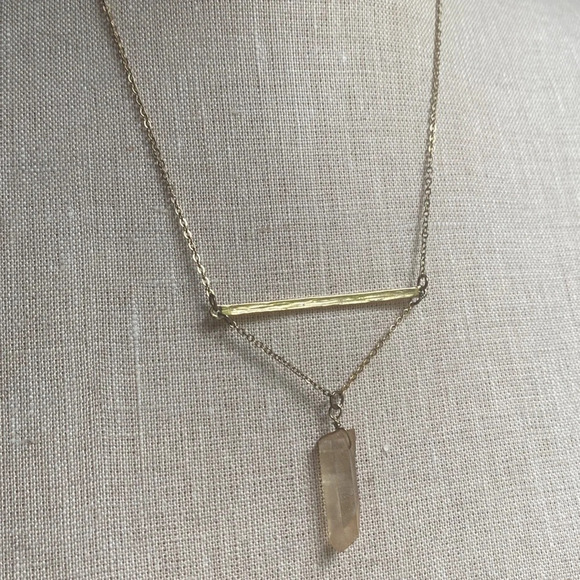 Quartz Gold Bar Pendant Necklace - Picture 2 of 3